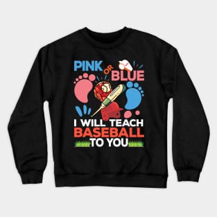 Gender Reveal Party Baby Shower Funny Baseball Fan Crewneck Sweatshirt